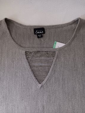 Simply Emma Gray Knit Top with Ladder Front Detail